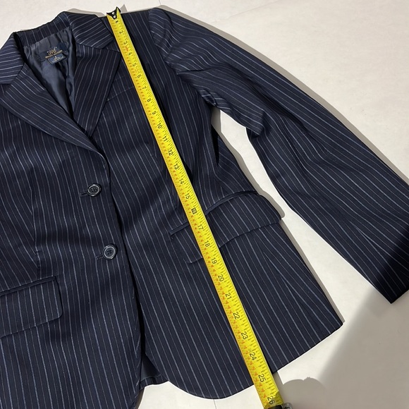 Brooks Brothers Navy Blue Pinstripe sz 2 Button Wool Blazer Jacket 346 womens - Picture 5 of 7